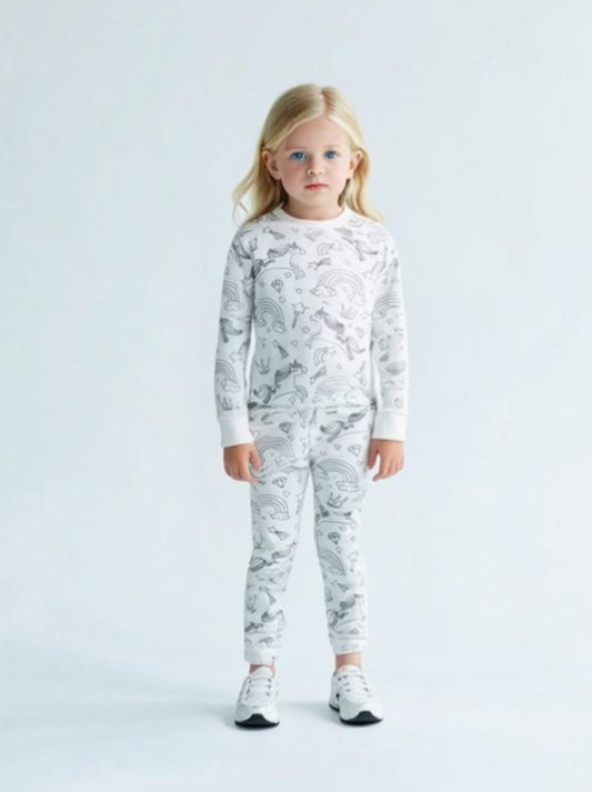 Coloring Pajama Set for Kids ‘Rainbow Unicorn’