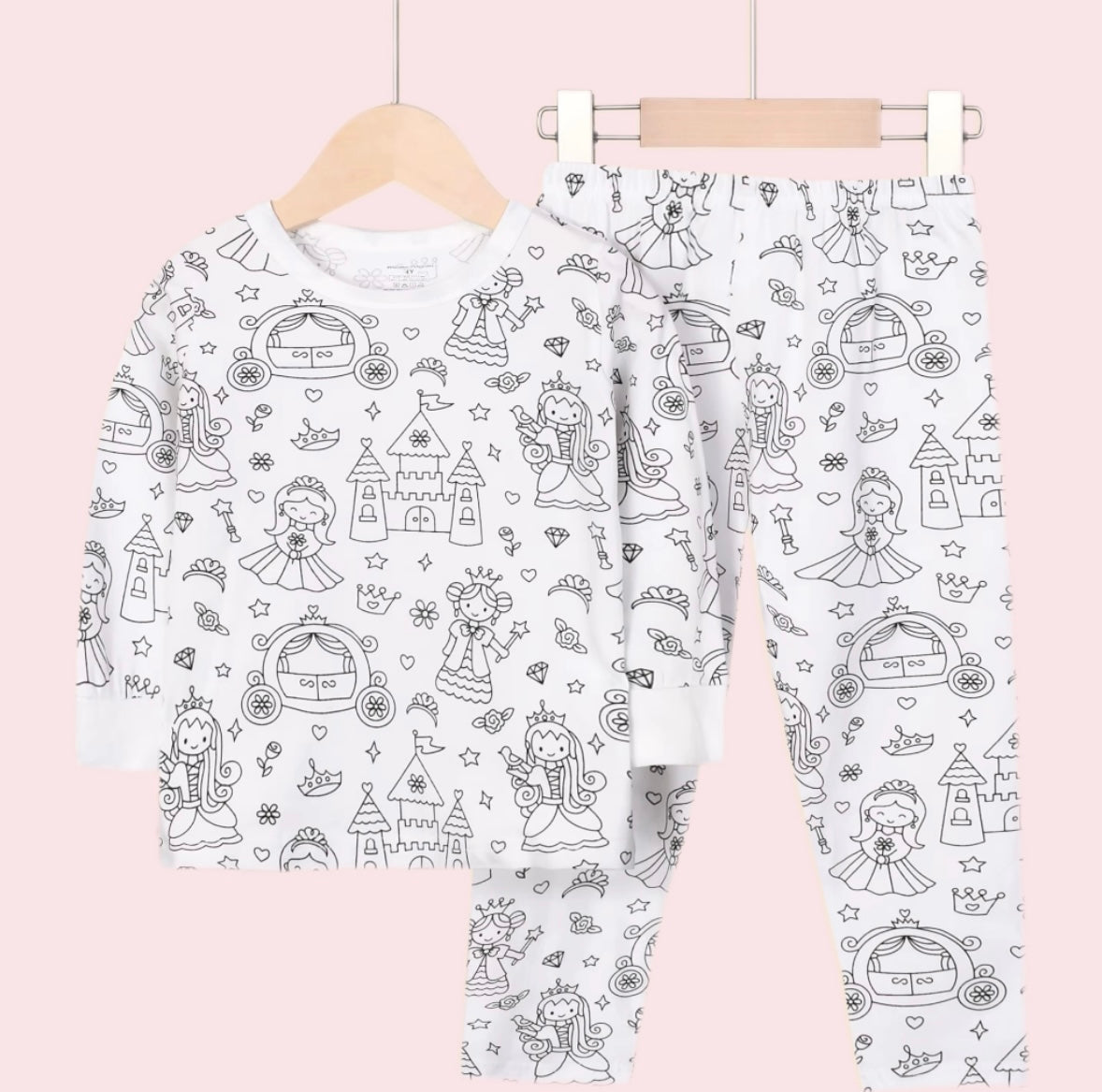 Coloring Pajama Set for Kids ‘Princess dreams’