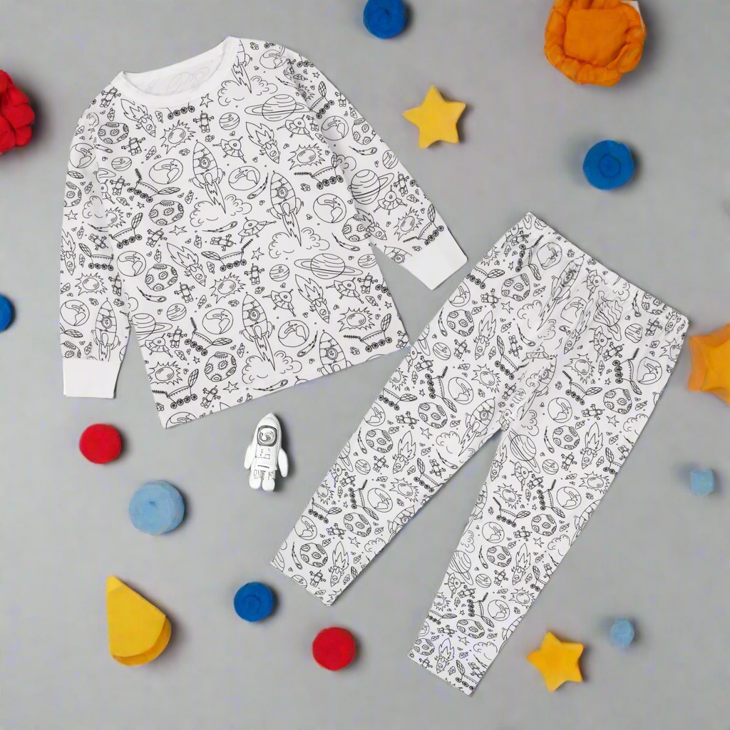 Coloring Pajama Set for Kids ‘Space adventure’