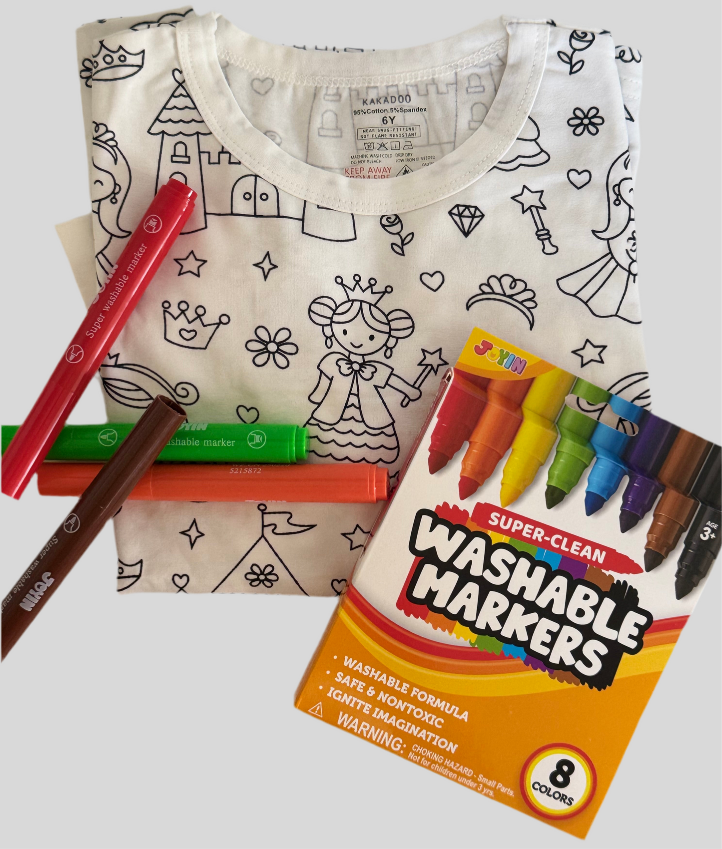 Washable  watercolor Markers for Coloring Pajama Set  for Kids