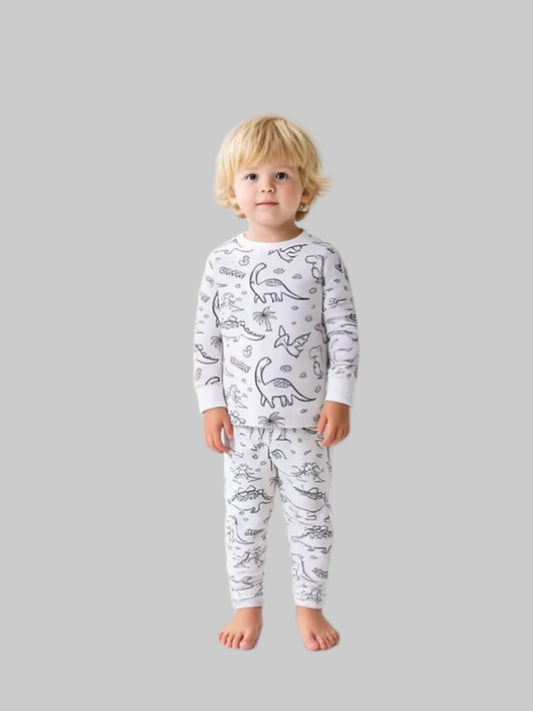 Coloring Pajama Set for Kids ‘Dinosaurs’