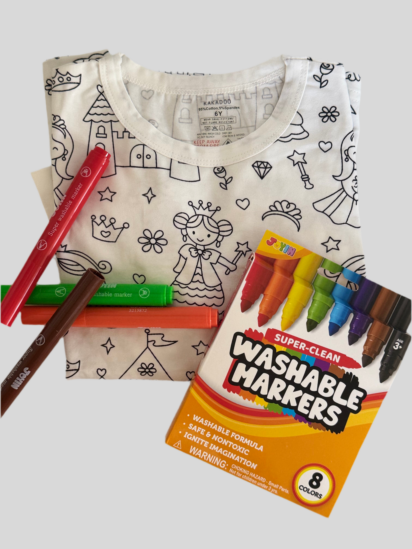 Washable  watercolor Markers for Coloring Pajama Set  for Kids