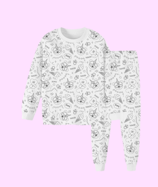 Coloring Pajama Set  for Kids ‘Ice cream’