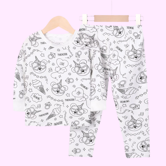 Coloring Pajama Set  for Kids ‘Ice cream’