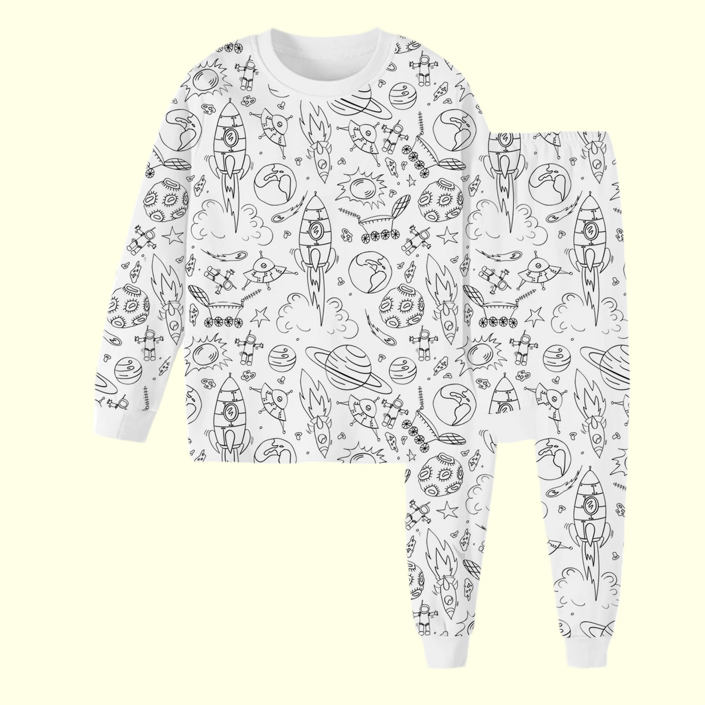 Coloring Pajama Set for Kids ‘Space adventure’