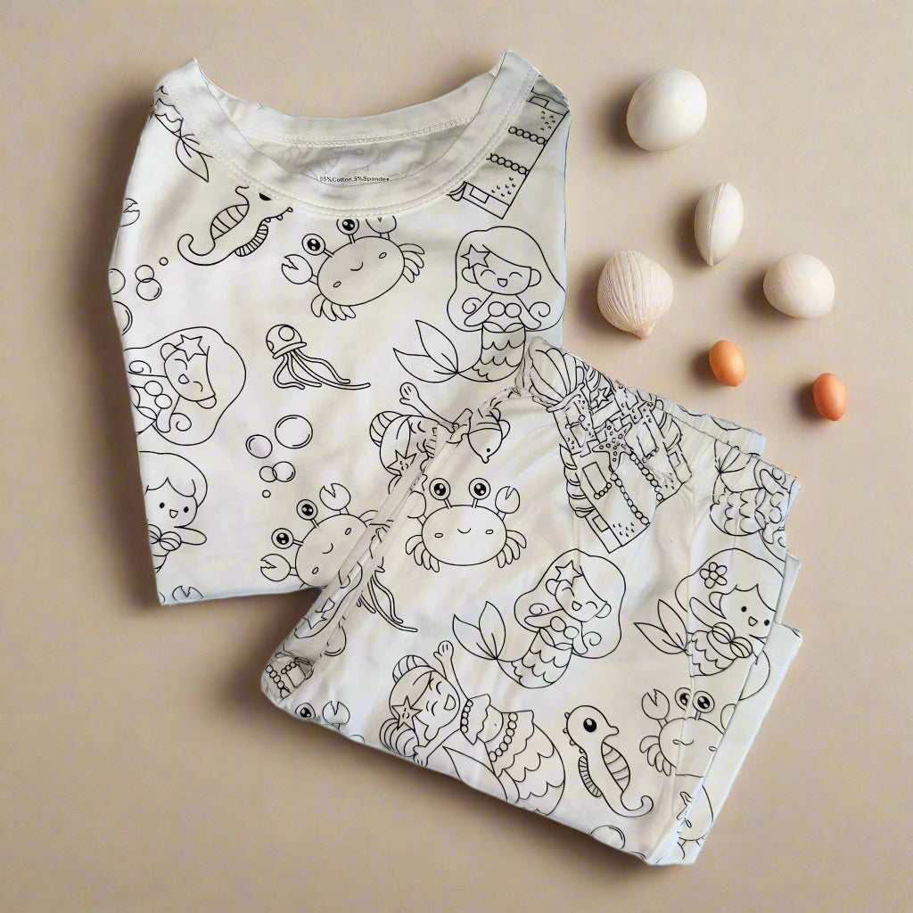 Coloring Pajama Set for Kids ‘Mermaid’