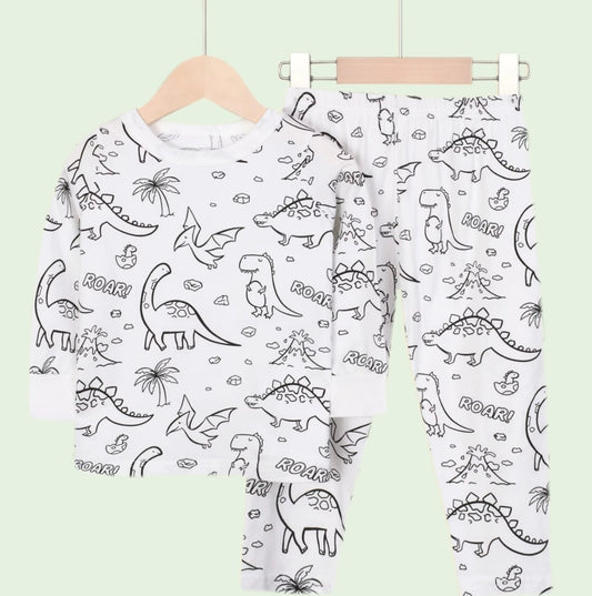 Coloring Pajama Set for Kids ‘Dinosaurs’