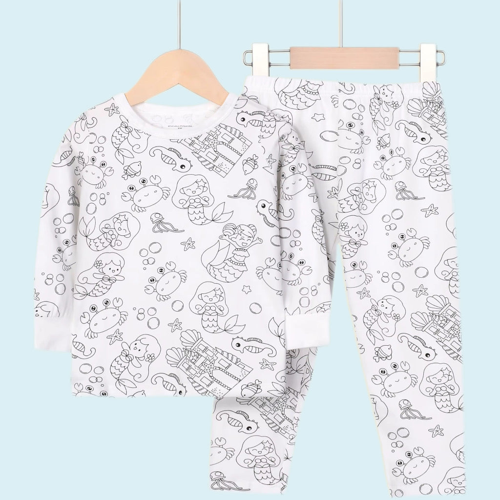 Coloring Pajama Set for Kids ‘Mermaid’