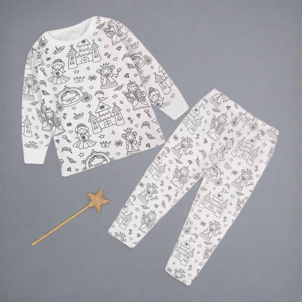 Coloring Pajama Set for Kids ‘Princess dreams’