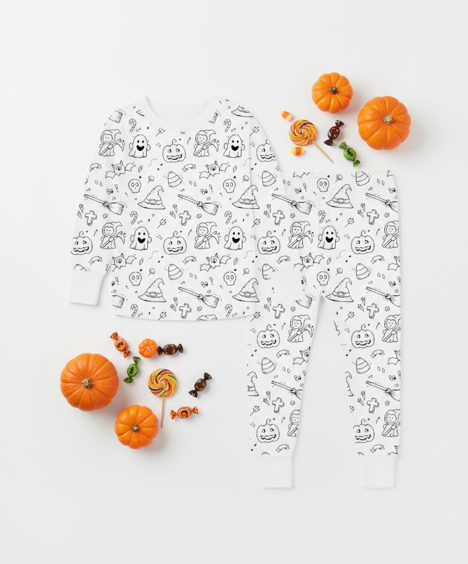 Coloring Pajama Set  for Kids ‘Spooky’